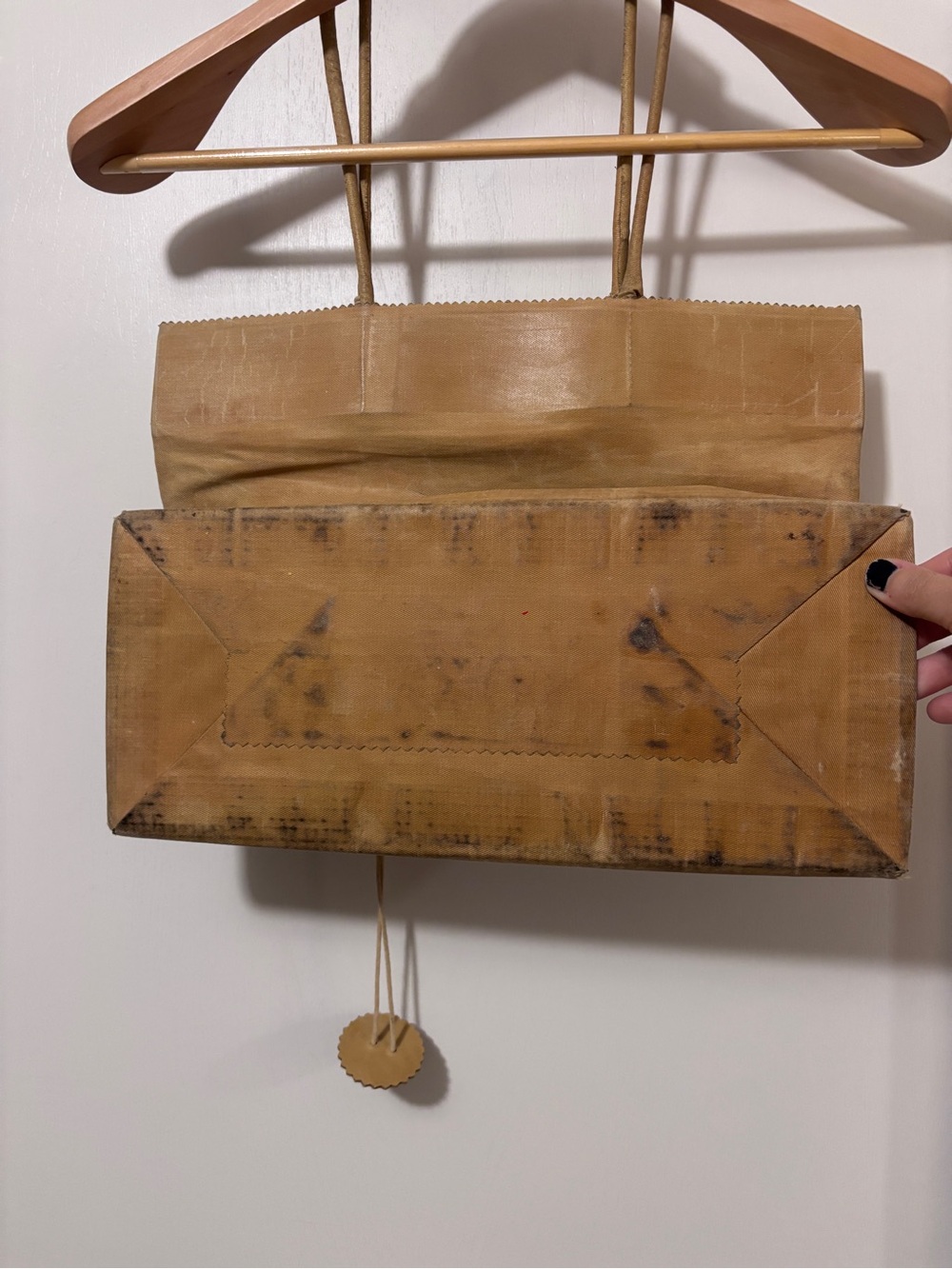 Vintage Brave Brown Bag Shopping Tote Waxed Canvas Original Base & Hang Tag Tan - Picture 3 of 9